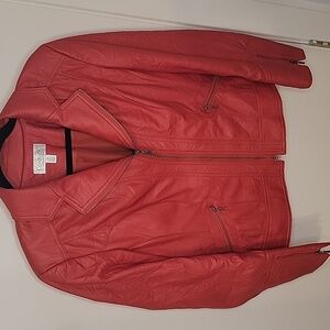 Conrad C Red Faux Leather Motorcycle Jacket